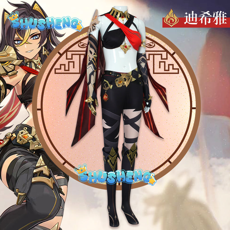 Genshin Impact Dehya Cosplay Costumes The Eremite Dehya Role Right Arm Claw Full Set Props Game Exhibition Wigs Ear Accessories