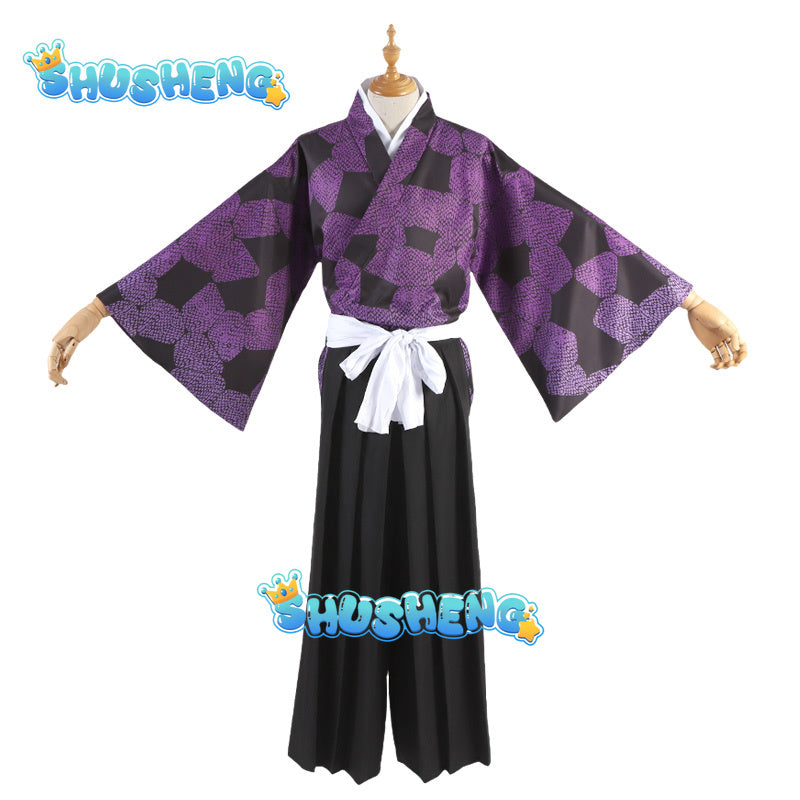 Kokushibo Cosplay Costume Wig Anime Cosplay Purple Kimono Tsugikuni Michikatsu Wig Party Demon RolePlay Outfits Carnaval