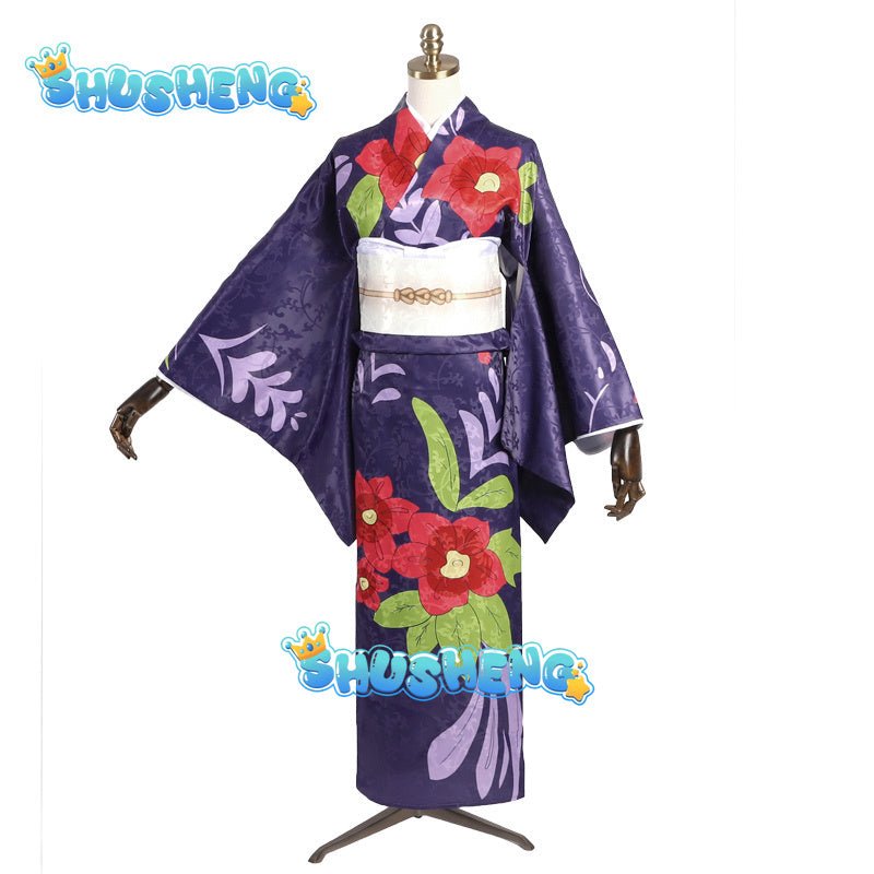 Anime Demon Slayer Tamayo Cosplay Costume Kimetsu No Yaiba Wig Japanese Printing Kimono Haori JapaneseMan Woman Halloween Suit