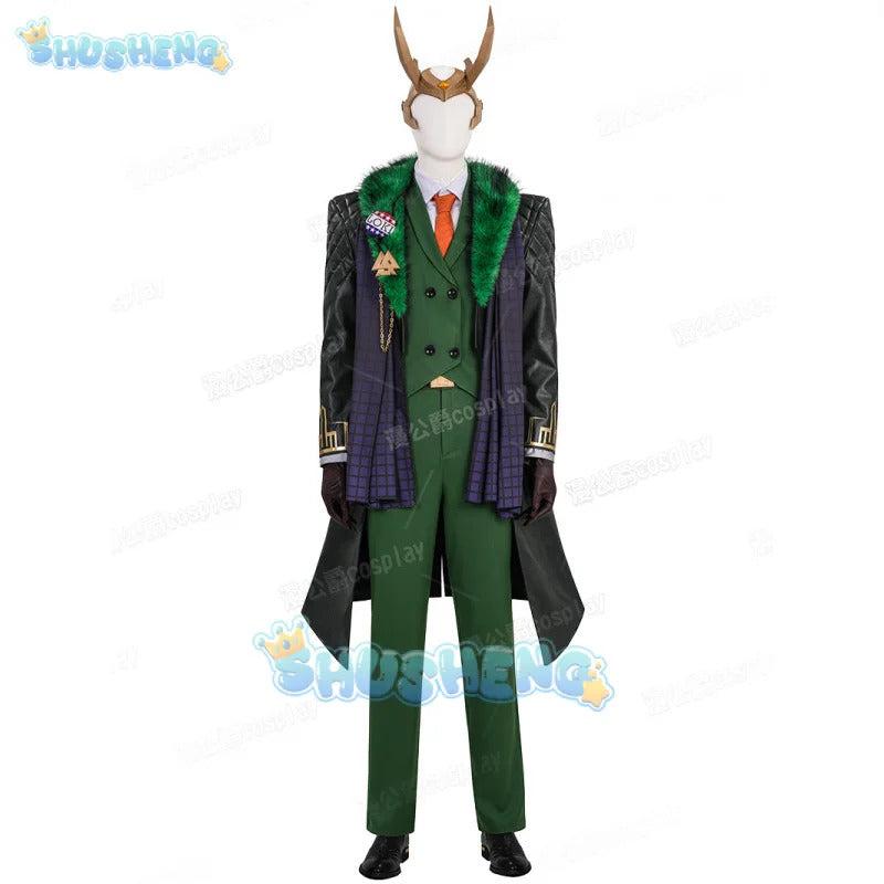 Game Rivals Loki Cosplay Fantasy Battle Suit President Costume Adult Men Roleplay Fantasia Outfits for Halloween