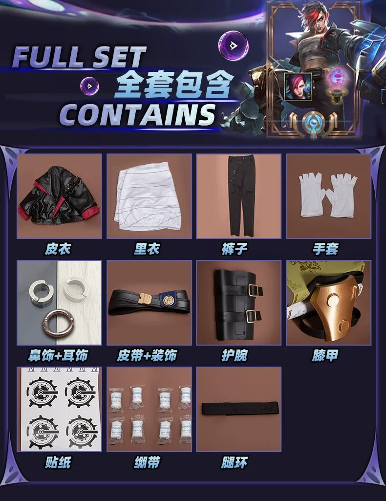 Shusheng LoL Arcane Season 2 Vi Cosplay Costume Uniform Halloween Carnival Party Christmas Play Role Clothes Clothing for Women