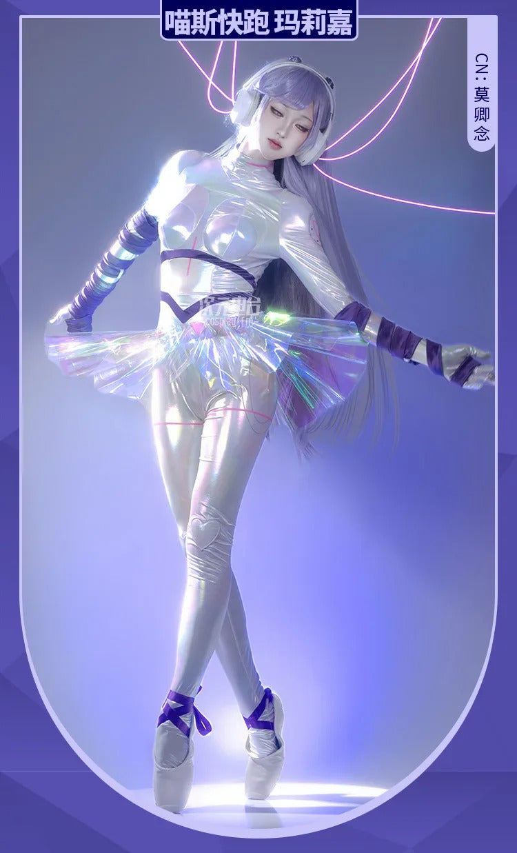 Shusheng-R Marija Game Muse Dash Cosplay Mechanical dancer Costume New sexy leather jumpsuit accessory prop Halloween party women uniform