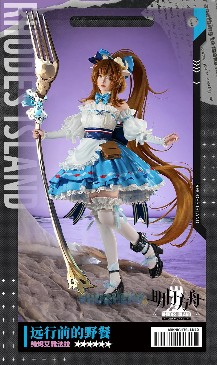 Shusheng Arknights Eyjafjalla A Picnic Before A Long Trip Game Suit Sweet Lovely Dress Cosplay Costume Halloween Party Outfit