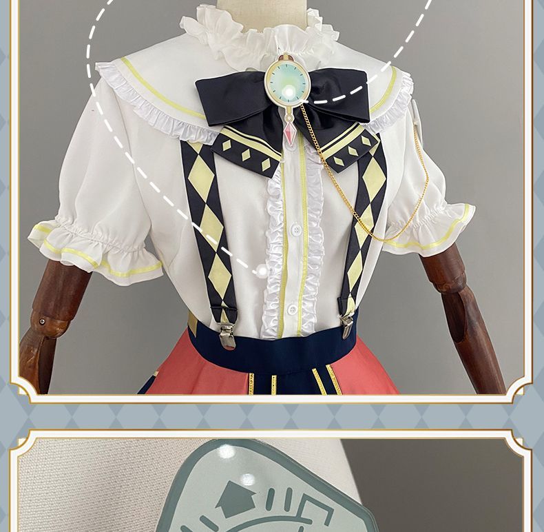 Anime Virtual YouTuber Ace Taffy Cosplay Costume VTuber British Style School Uniform Shirt Strap Dress Wig Woman Cute Party Suit