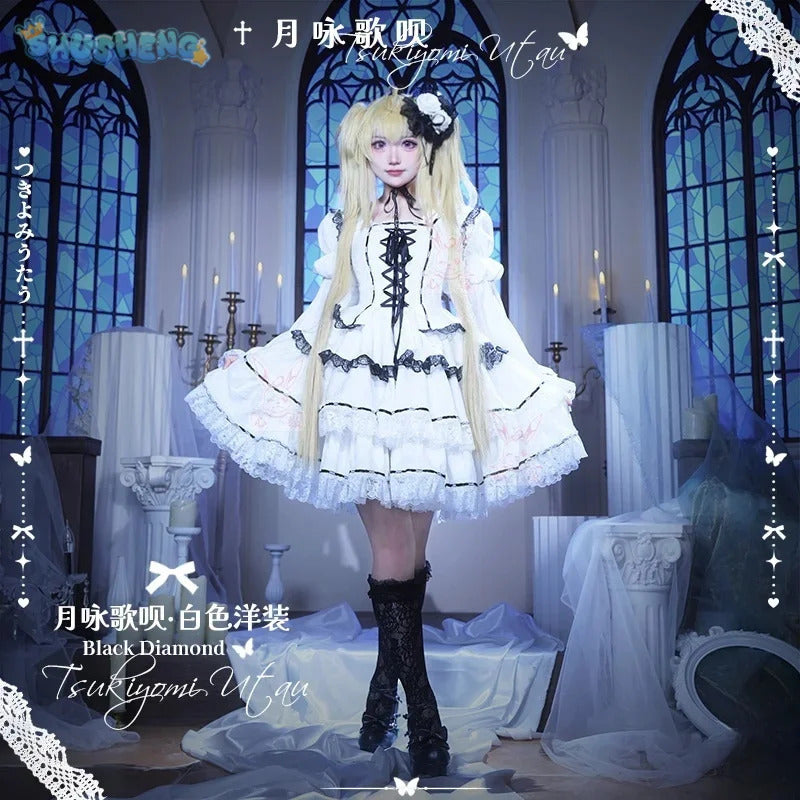 Tsukiyomi Utau Anime Shugo Chara Cosplay Costume Halloween Carnival Sweet Gothic Dress Wig Women Lolita Prop Accessories Uniform