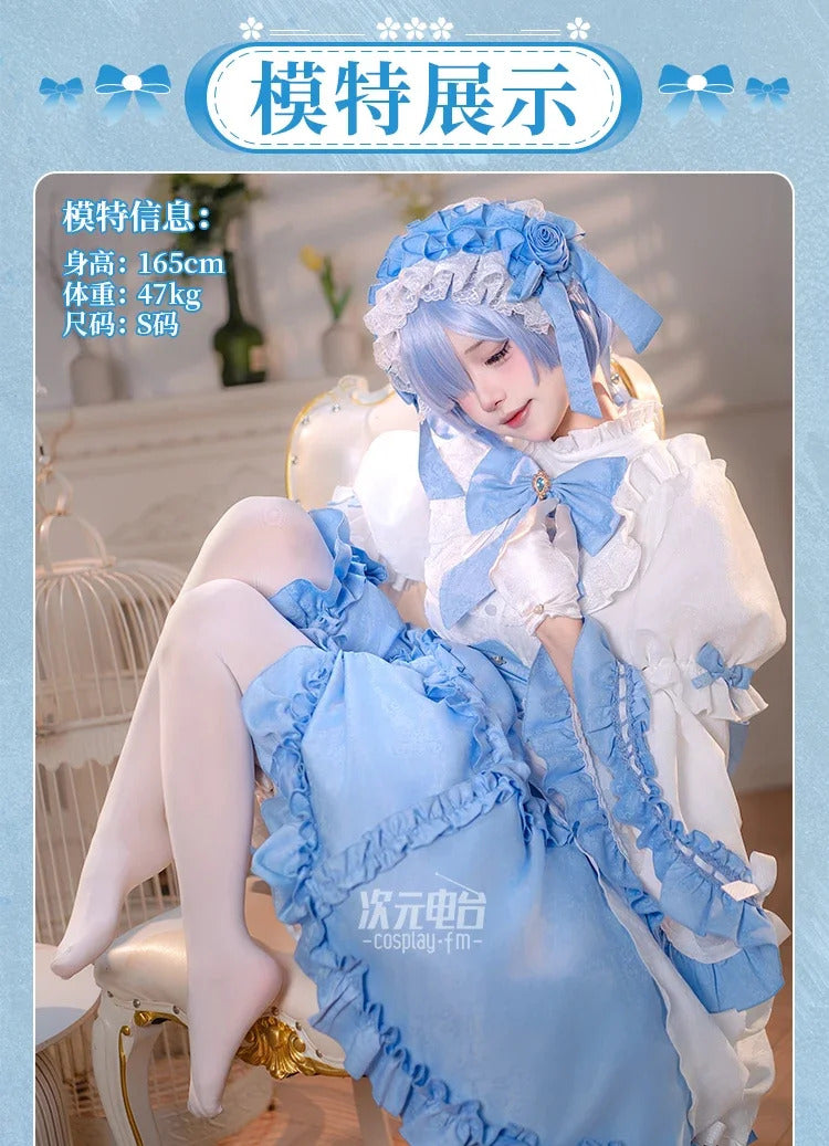 Shusheng-R Anime Re:Zero Rem cosplay costume Halloween carnival Gothic dress Lolita Sweet dress accessories props girls Rem uniform set