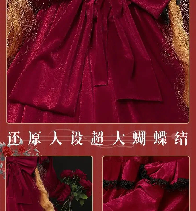 Rozen Maiden Shinku Cosplay Reiner Rubin Costume Cloak accessories Props Halloween carnival gorgeous red oversized dress set