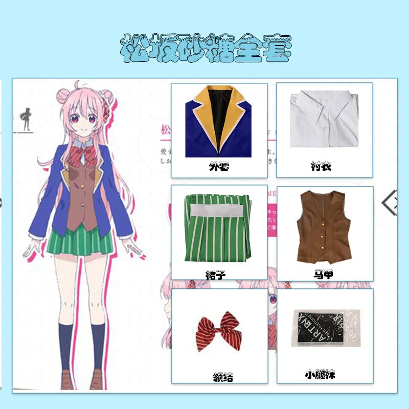 Matsuzaka Satou Koube Shio Cosplay Anime Happy Sugar Life Costume girl JK Skirt Schoolgirl School Wig Halloween party Uniform
