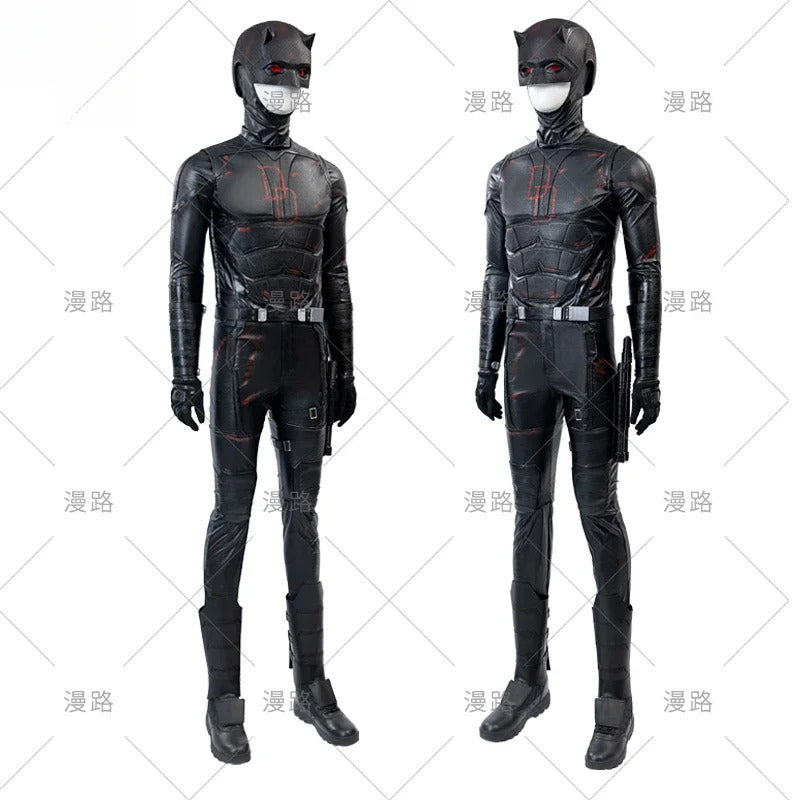 Superhero Matt Murdock Movie Daredevil 2 Cosplay Costume Halloween Men High Quality Leather Tight jumpsuit Gloves Props New Set