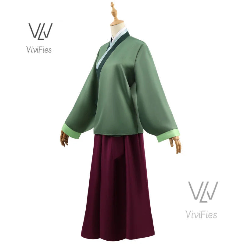 Maomao Jinshi Cosplay Costume Kusuriya no Hitorigoto The Apothecary Diaries Jinshi Wig Hanfu Green Uniform Kimono Headress Suit