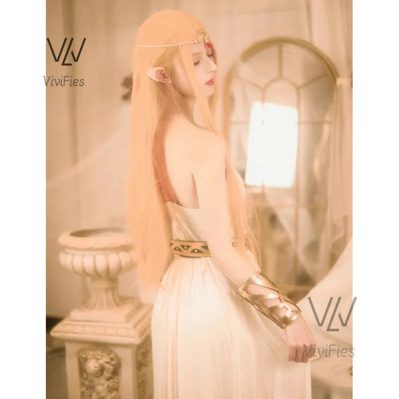 Game Zelda Princess Dress Cosplay Elegant Sexy Fairy Clothing Uniform Headdress Accessories Set Halloween Woman Costume Outfit