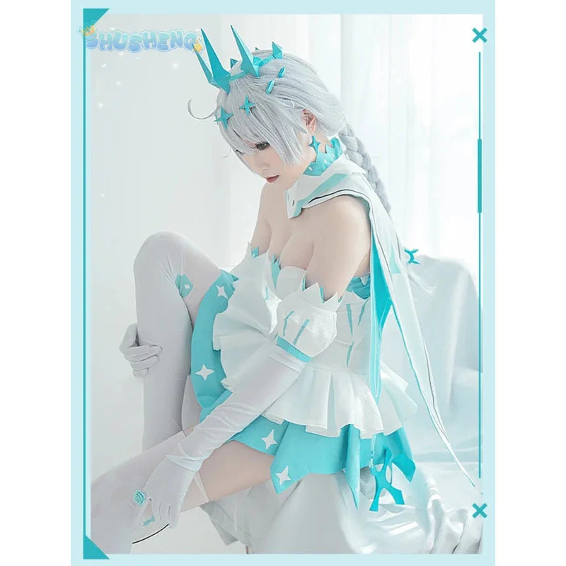 Honkai impact 3rd Kiana kaslana winter Princess cosplay costume cloak and Crown props full set uniform Carnival Halloween set