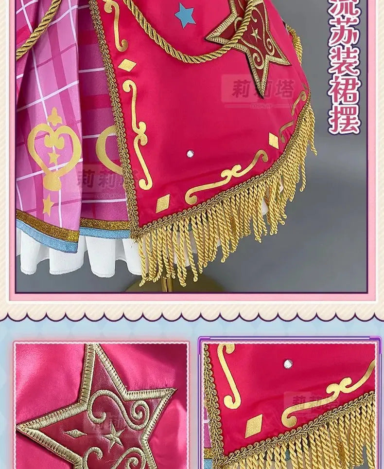 Anime Nijino Yume Aikatsu Stars! Cosplay Costume Cute New Pink Lolita Campus Dress Halloween Party Props Wig Women's Set