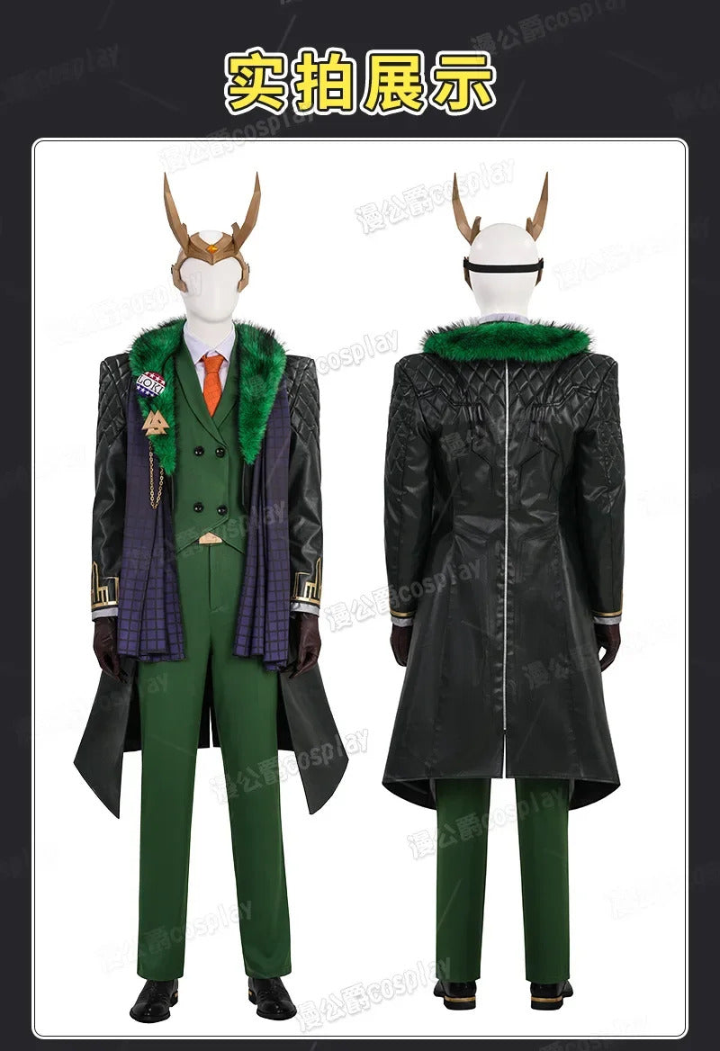 Game Rivals Loki Cosplay Fantasy Battle Suit President Costume Adult Men Roleplay Fantasia Outfits for Halloween
