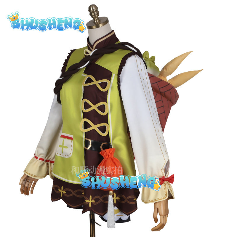 Yao Yao Cosplay Costume Game Genshin Impact Yaoyao Party Cosplay Clothes Basket Wig Anime Halloween Dress Up Battle Suit Set