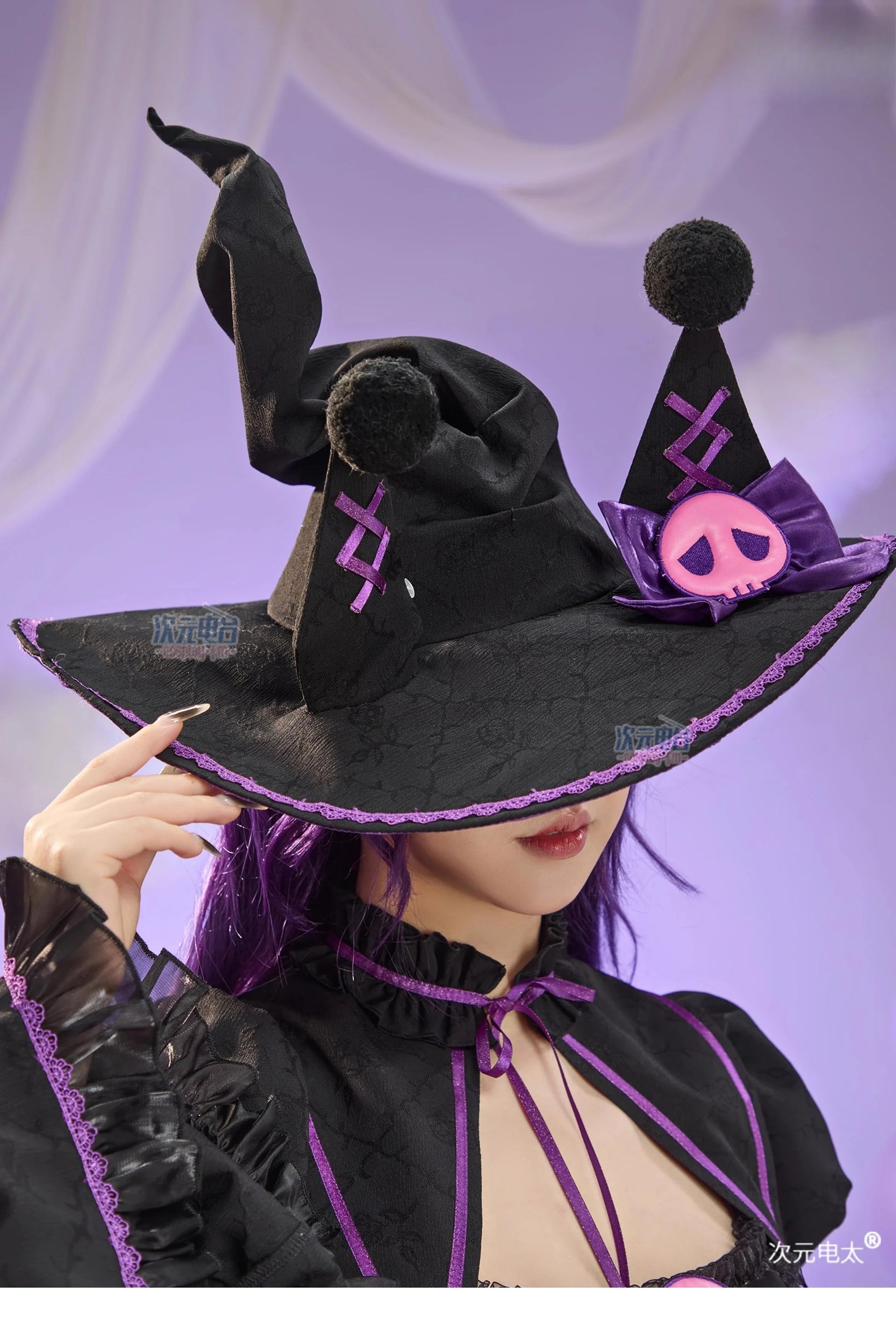 Anime Kuromi Cosplay The little witch Costume Halloween Carnival Sweet Lolita Dress Hat Accessories Socks Prop Kuromi Gothic Set