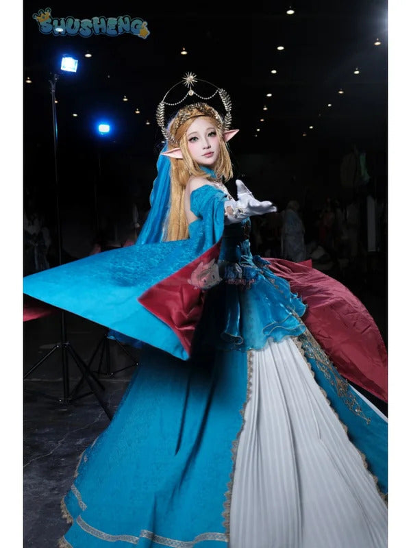 Zelda Cosplay Costume Halloween party wig Elf ears Accessories gorgeous cute Lolita dress Zelda princess Woman set