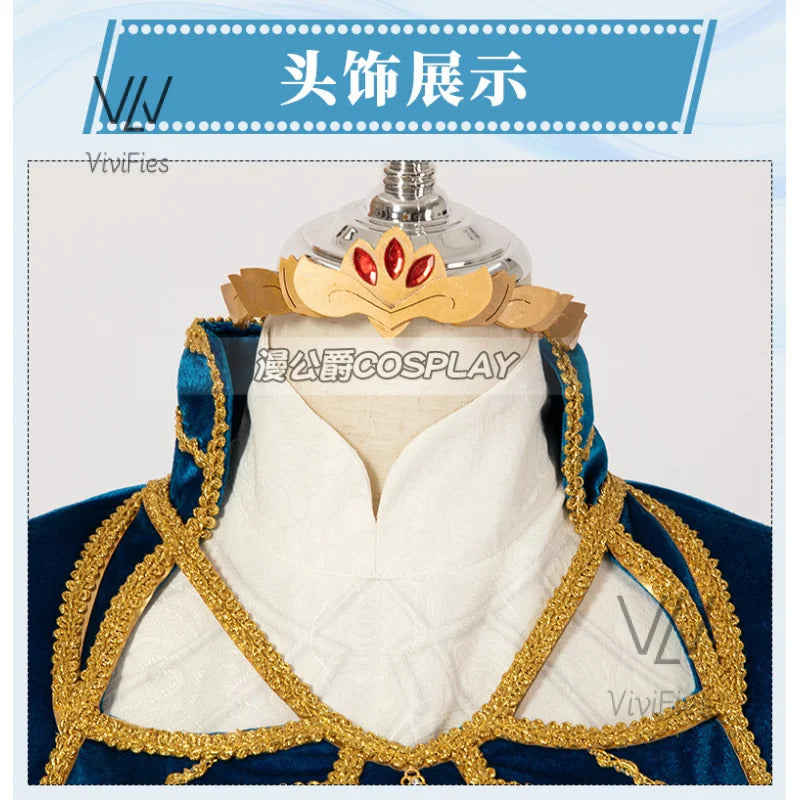 Blue velvet princess dress Zelda cosplay costume woman top skirt outfit full set and wig are sold custom size