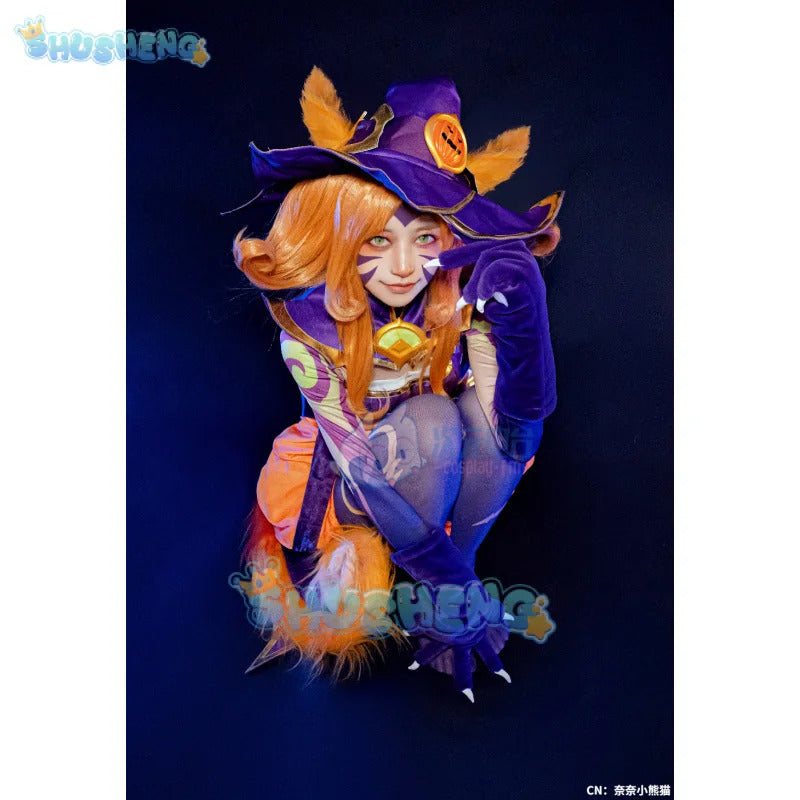 Game Lol Neeko Cosplay Costume Ears, hats, tail,accessories Halloween party funny and cute uniform Neeko Woman Man Set