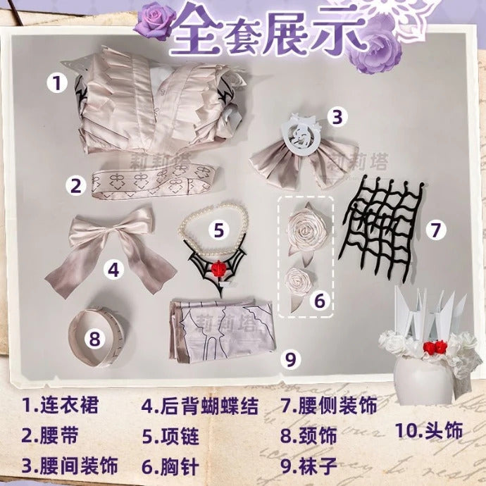 Shusheng-R Game Identity Ⅴ Tracy Reznik Mechanic Cosplay Costume Dress Crown Belt Accessories Prop Set Halloween Party Sweet Girl Uniform