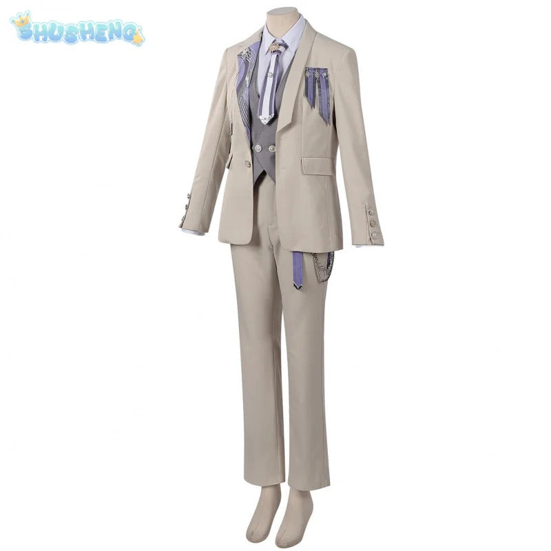 Shusheng-N Love and Deepspace Xavier Cosplay Costume Coat pants vest shirt brooch tie Halloween party fashion uniform Woman Man New set