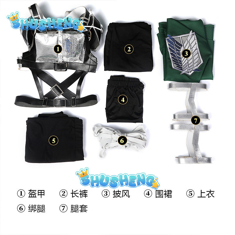 Attack on Titan 4 Cosplay Costume Black Combat Suit Eren Jaeger Cloak Pants Harness Leather Belts Set Scout Regiment