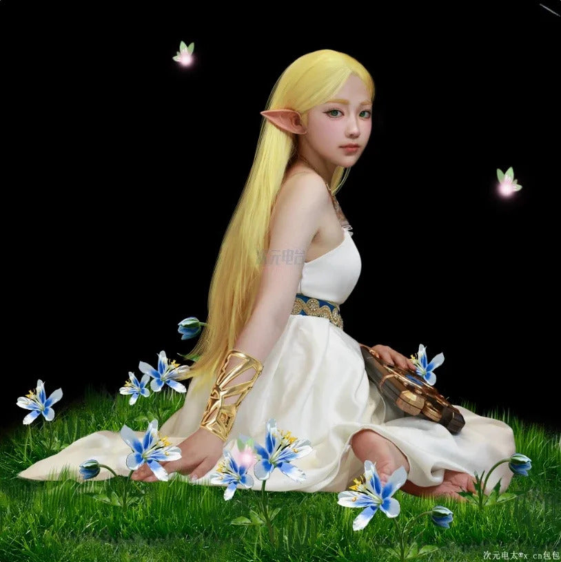 Game Zelda: Breath of the Wild Zelda Cosplay Costume Dress Belt Earrings Necklace Glove Set Halloween Party Sexy Women Uniform
