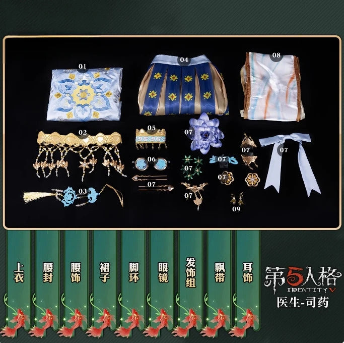 Shusheng-R Identity Ⅴ Emily Dyer Doctor Lydia Jones Cosplay Costume Halloween carnival Gorgeous Chinese style dress accessories prop set
