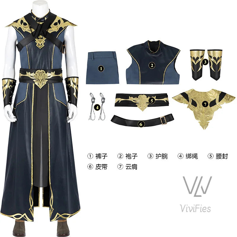 The Dark Urge Cosplay Costume BG3 Male White Dragonborn and a Sorcerer Outfits Shoes Full Set Halloween Carnival Party Clothing