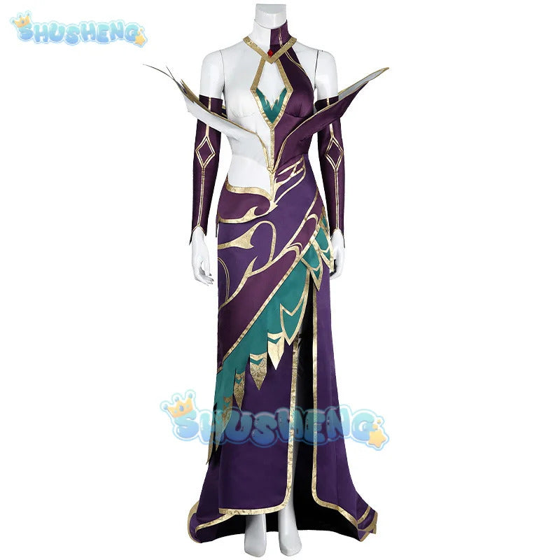 Game LOL Morgana Cosplay Costume Dress Set Women Coven Morgana Fashion Dress With Accessories Outfits Halloween Costume