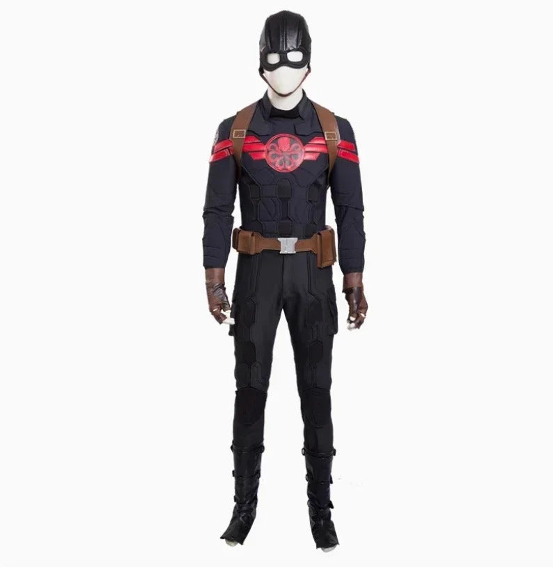 Movie Superhero Steven Rogers Captain Cosplay Hydra Costume Mask Shawl Gloves Pants Waist Bag Shoe Cover Halloween Men Uniform