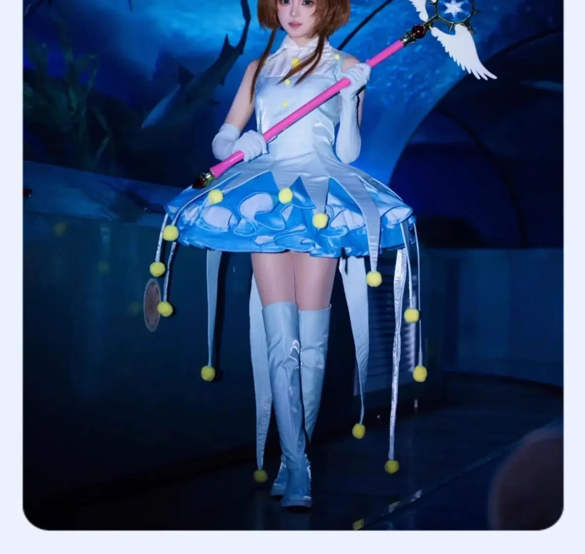 Anime Card Captor KINOMOTO SAKURA Cosplay costume Women's Dress Socks Hat Prop Accessories Set Halloween Carnival Sweet Uniform