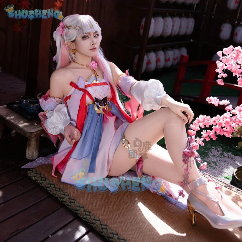 Wuthering Waves Jinhsi Peach Blossom Cosplay Costume New Skin Dress Uniform Jinzhou Magistrate Jue Halloween Party for Women