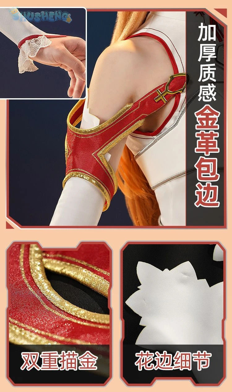 Yuuki Asuna Cosplay Anime Sword Art Online Yūki Asuna Cosplay Costume Woman Roleplay Halloween Uniforms Sets Wig Shoes Dress
