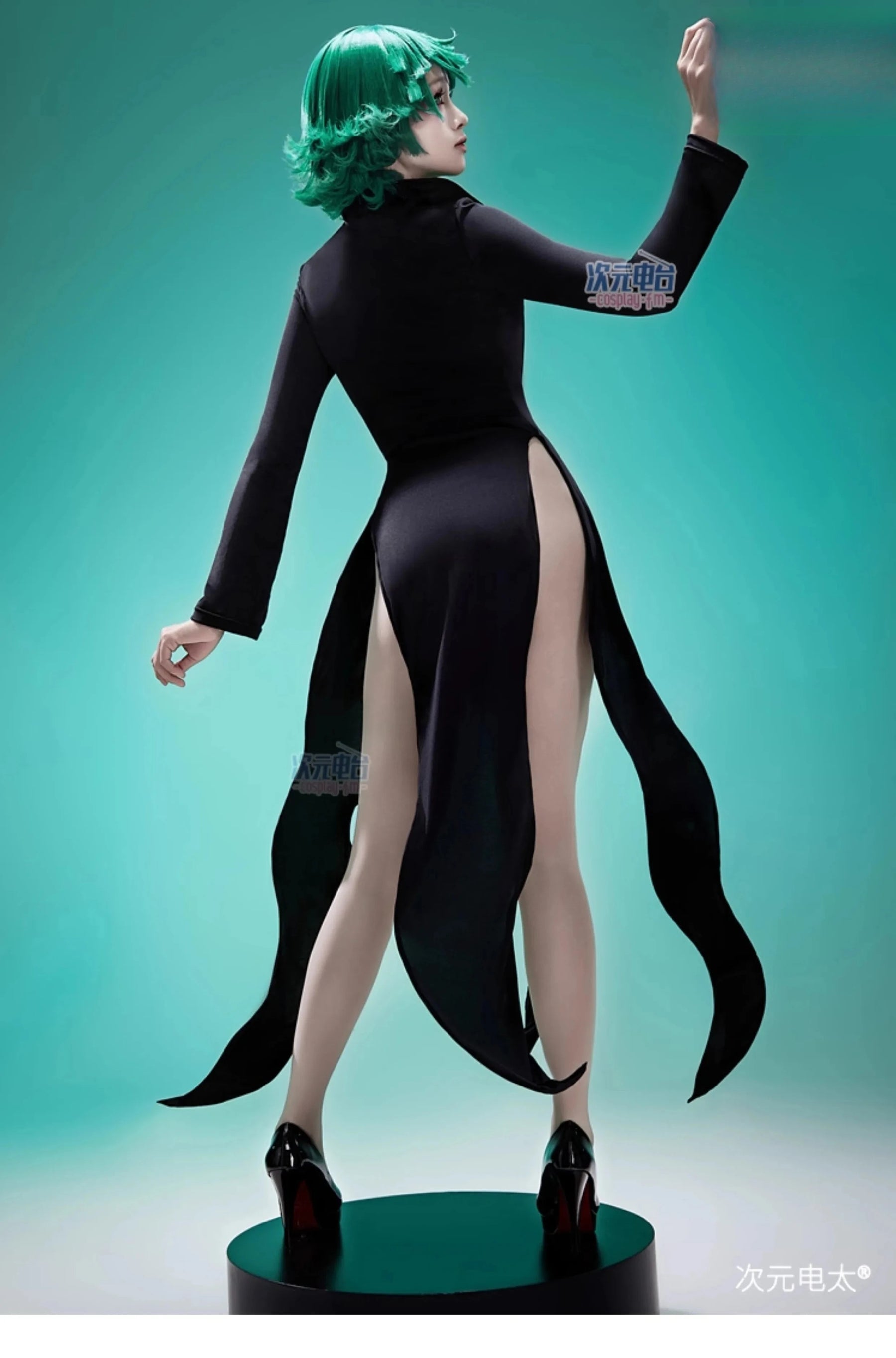 One Punch Man Tornado of Terror Senritsu No Tatsumaki Cosplay Costume Wig Black Dress Women Girl Outfit Halloween Child Uniform