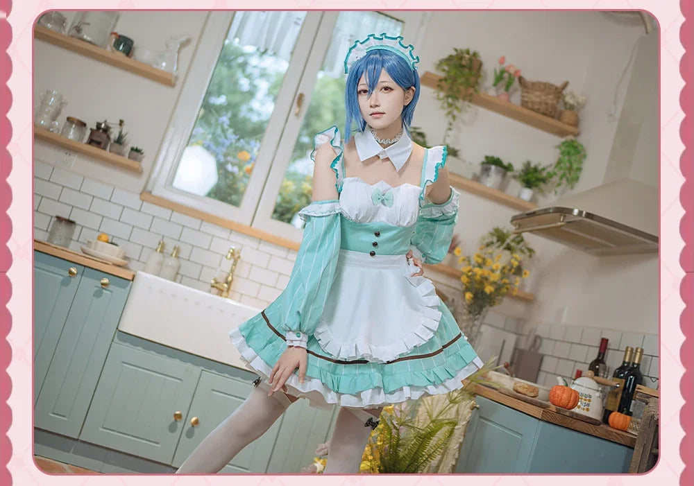 LoveLive!Superstar!!Uehara Ayumu Ruby Kurosawa Wakana Shiki Cosplay Costume Socks Apron Tie Hair Clip Wig Halloween Maid Set