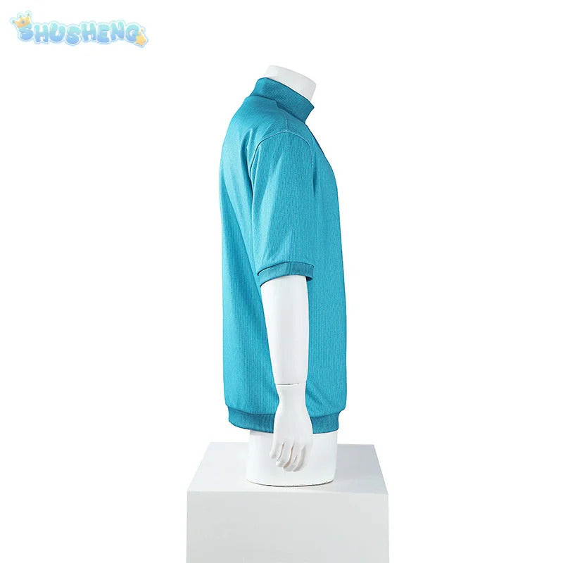 Steve Movie Cosplay Costume Halloween Carnival casual blue short sleeved men's and women's fashionable T-shirt