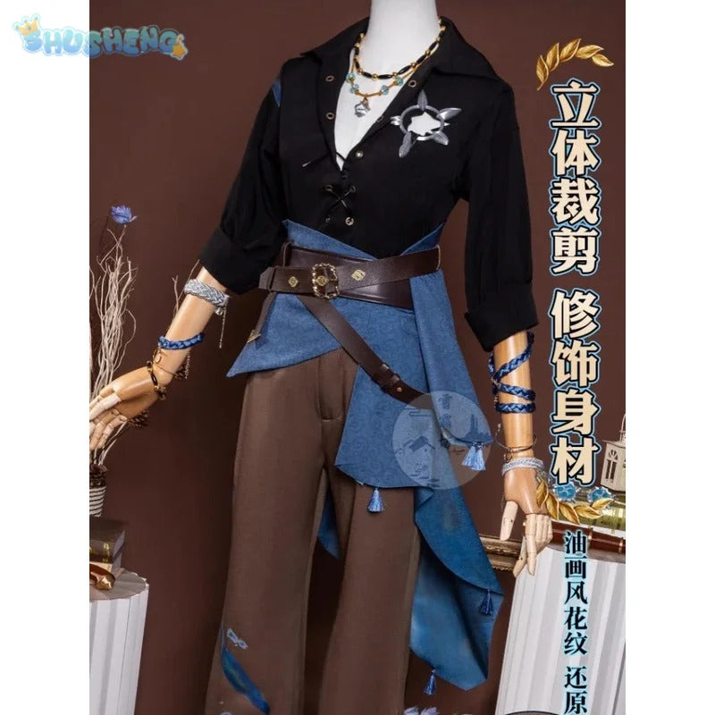 Shusheng-R Identity V Composer Cosplay Frederick Kreiburg Costume Shirt pants belt accessorie prop Halloween party fashion men women set