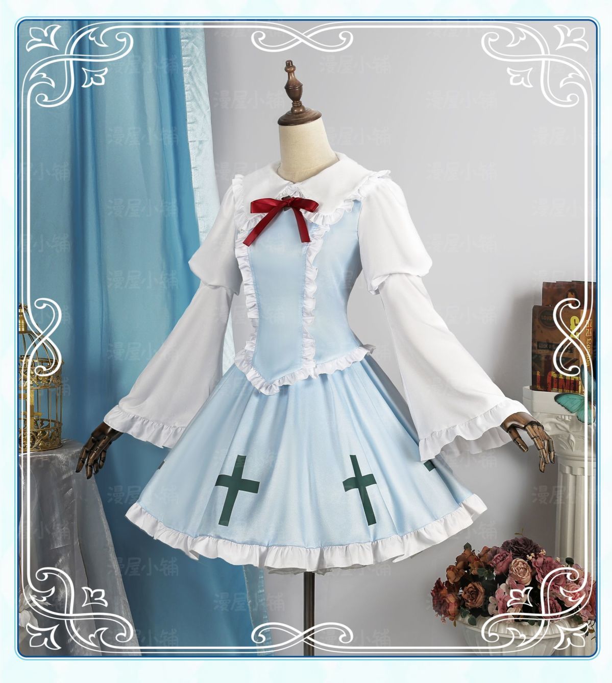 Tsukiyomi Utau Shugo Chara Cosplay Costume Mint Blue Gothic Lolita Dress with Wig For Hallowmas Christmas Role Play Women