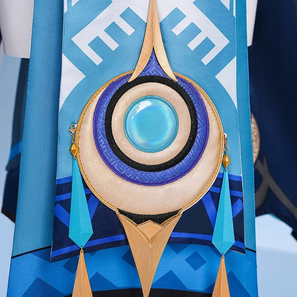 Genshin Impact Lauma Cosplay Costume Dress Uniform Headwear Earrings Frostmoon Scions Halloween Party for Women Girls