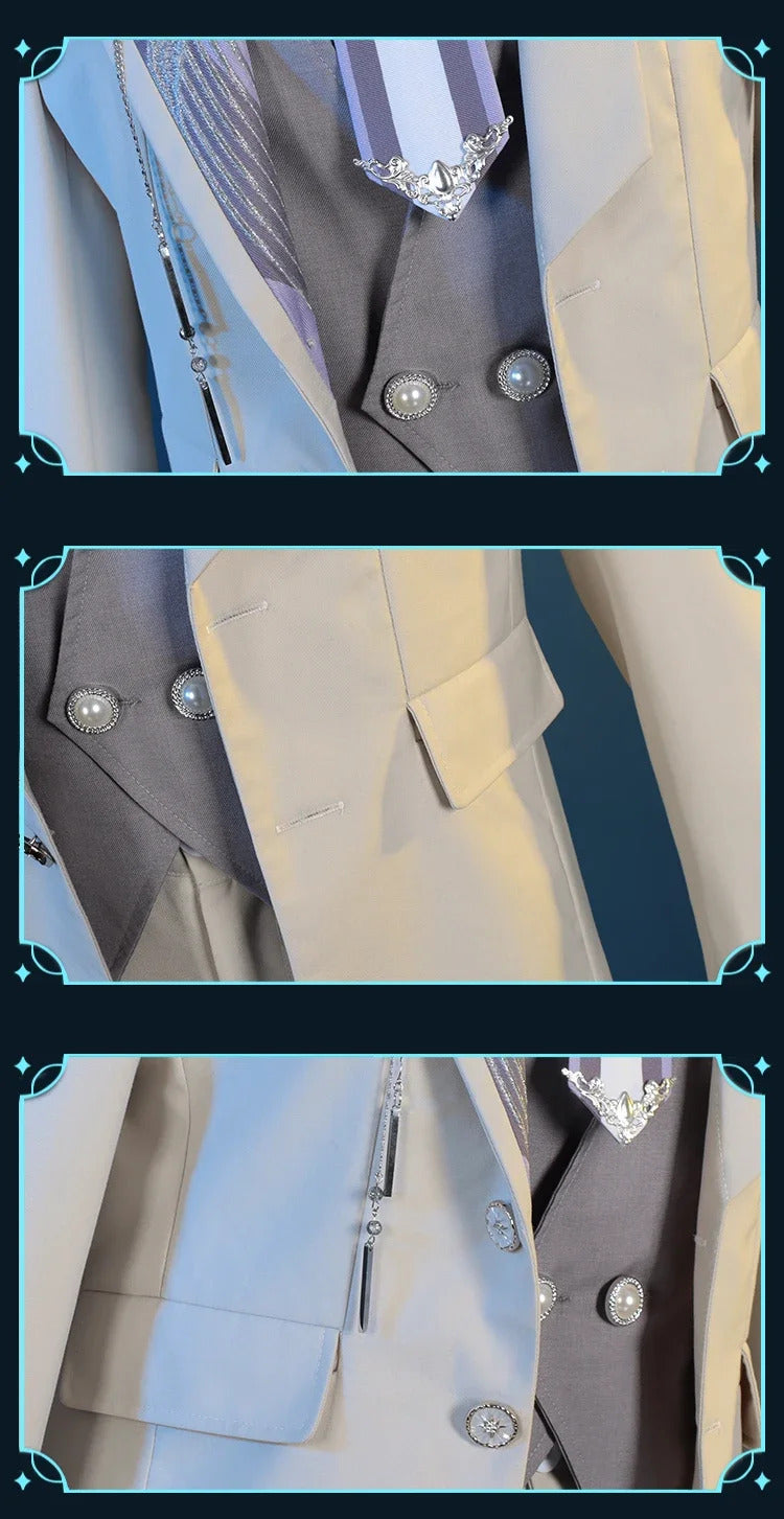 Shusheng-N Love and Deepspace Xavier Cosplay Costume Birthday Outfit Uniform Suit Brooch Halloween Party for Women Men Carnival Props