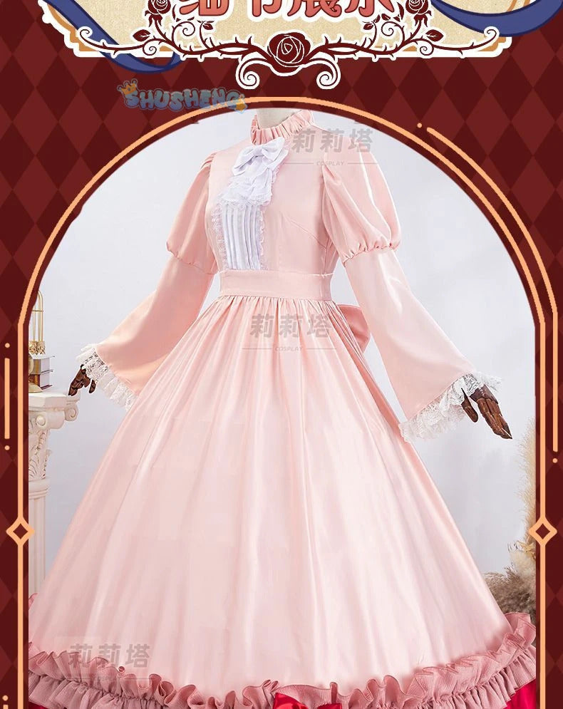 Victoric de Blois Cosplay costume Wig Anise Gosick Pink Dress Maid Lola Uniform Cloak hairpin Halloween Party Girls Women