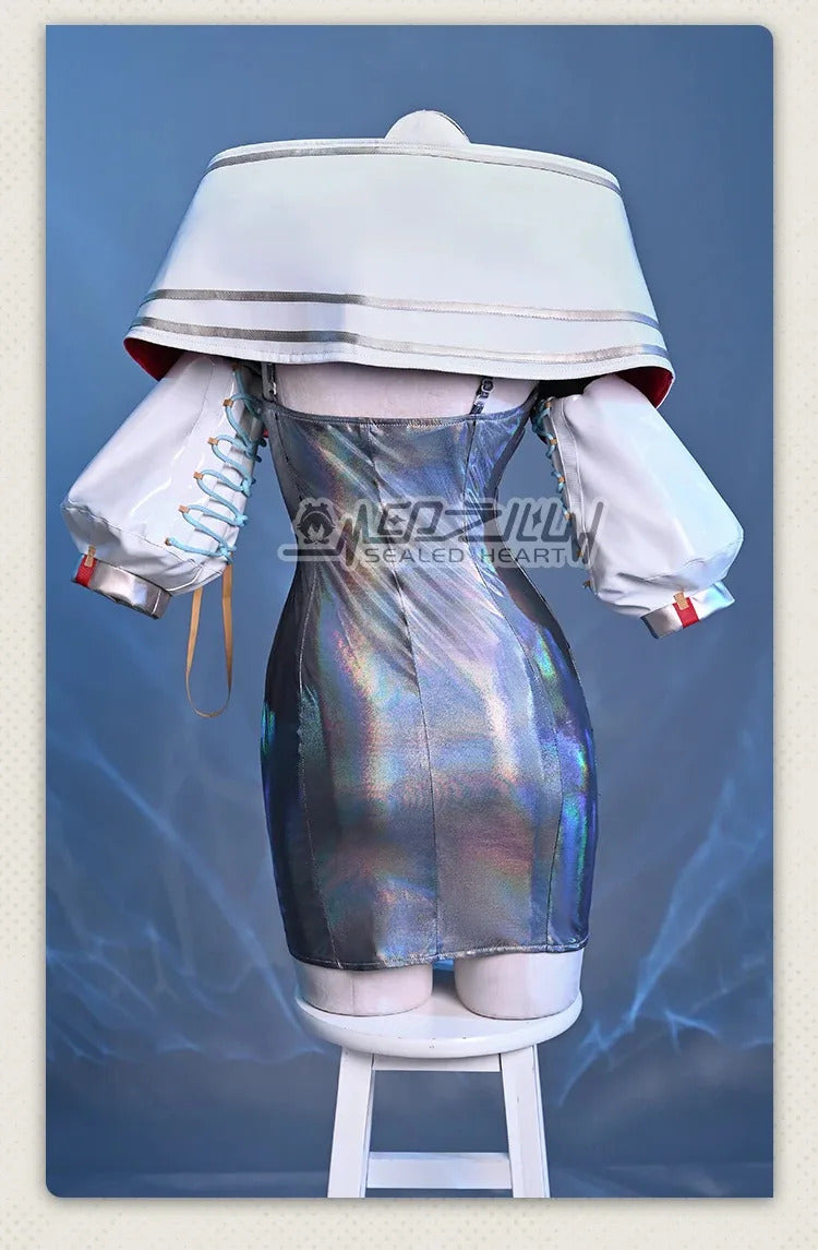 Game Reverse:1999 Hissabeth Cosplay Costume Halloween party laser leather dress jacket props wig accessories women sexy new set