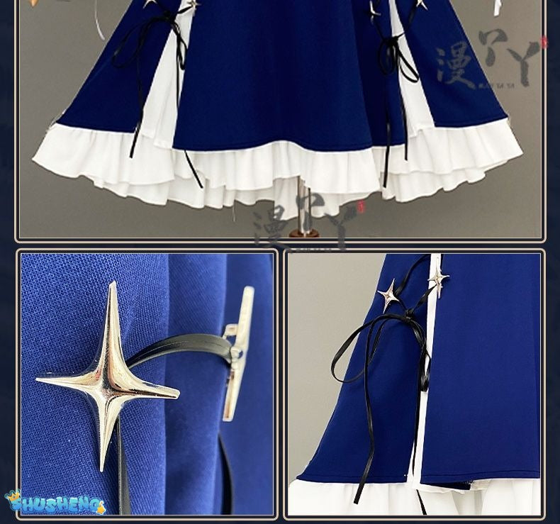 Arknights Amiya Cosplay Costume Set Dress Ear Headband White Navy Games Anime Costumized Outfit for Women