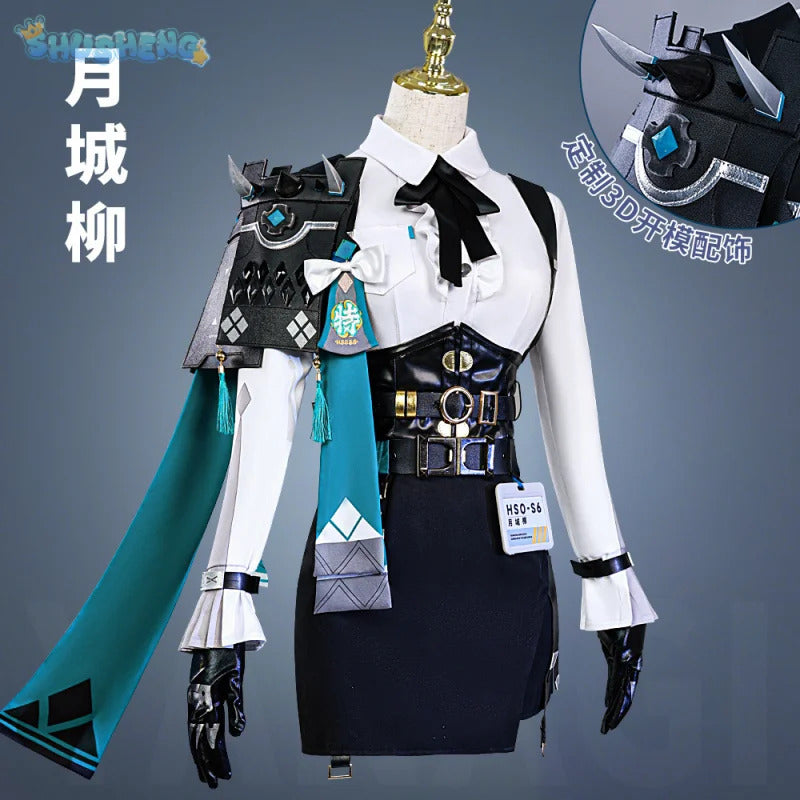 Shusheng-N Zenless Zone Zero Tsukishiro Yanagi Cosplay Costume Wig shoes dress prop set Halloween carnival JK sweet Woman Man uniform
