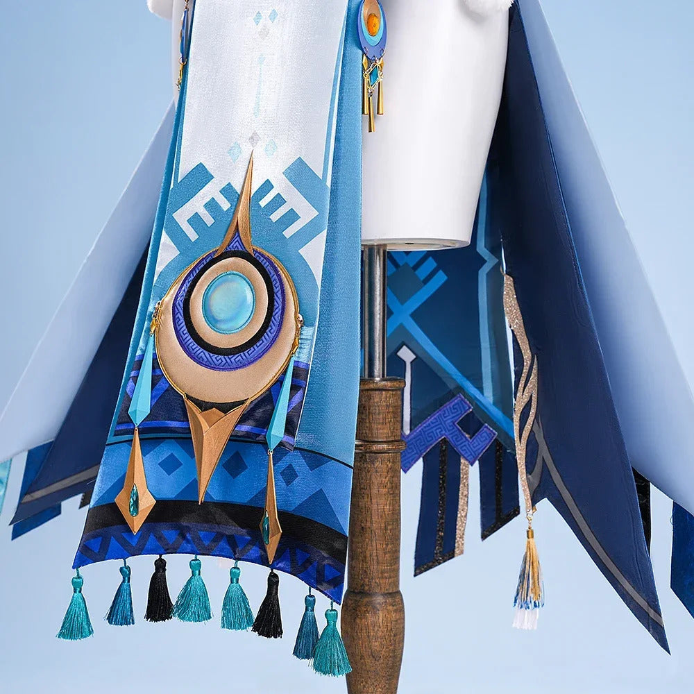 Genshin Impact Lauma Cosplay Costume Dress Uniform Headwear Earrings Frostmoon Scions Halloween Party for Women Girls