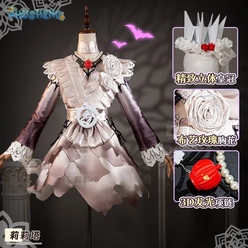 Shusheng-R Game Identity Ⅴ Tracy Reznik Mechanic Cosplay Costume Dress Crown Belt Accessories Prop Set Halloween Party Sweet Girl Uniform