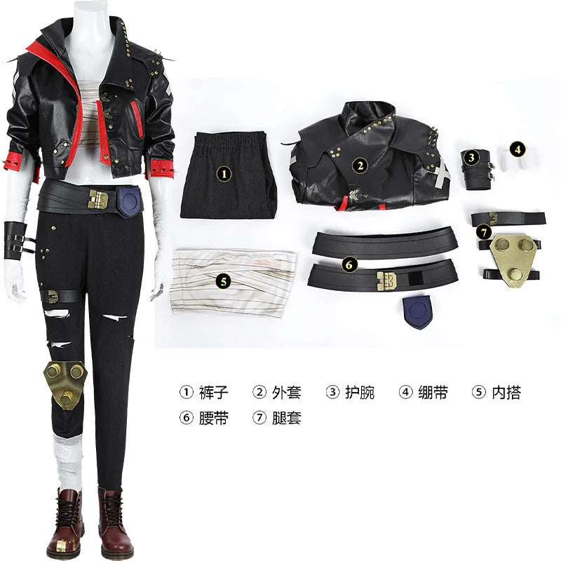 Arcang2 lol VI cosplay costume leather coat men women uniform suit Halloween party Carnival role play outfits Shusheng