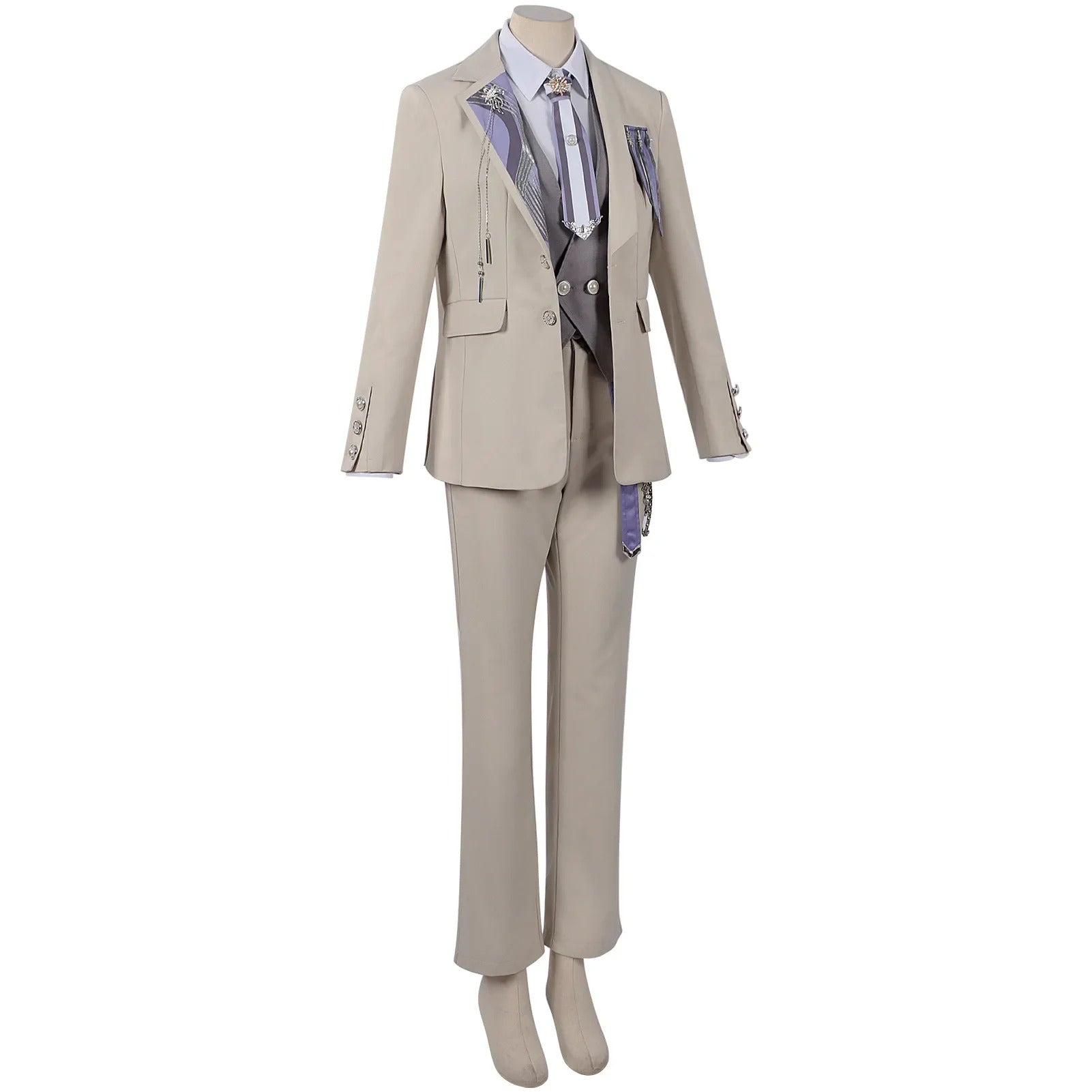 Shusheng-N Love and Deepspace Xavier Cosplay Costume Coat pants vest shirt brooch tie Halloween party fashion uniform Woman Man New set