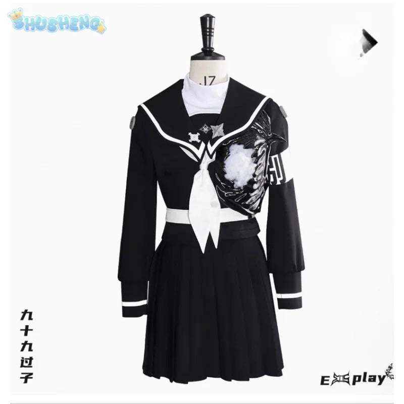 Tsukumo Kako Cosplay The Hundred Line -Last Defense Academy- Costume Halloween Women JK Uniform Coat Short Skirt Belt Tie Set